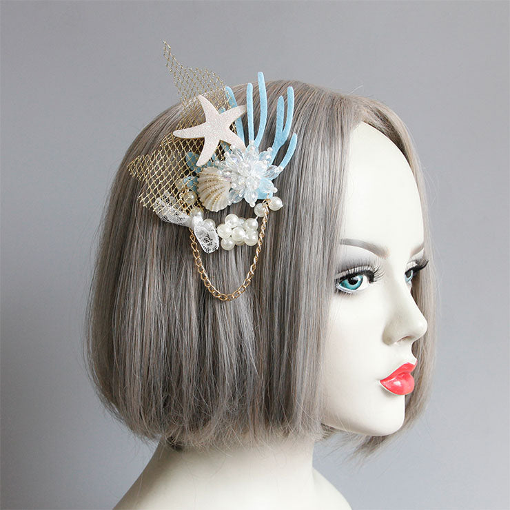 Mermaid Shell and Pearl Hair Clip