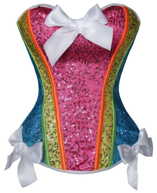 Rainbow Sequined Corset with Bows