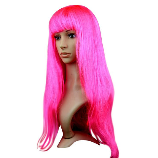 Straight Fluro Pink Party Wig