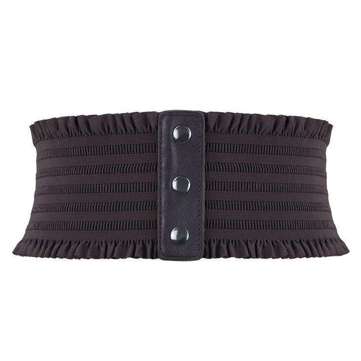 Ruffled elastic corset belt dark brown – Hurly-Burly
