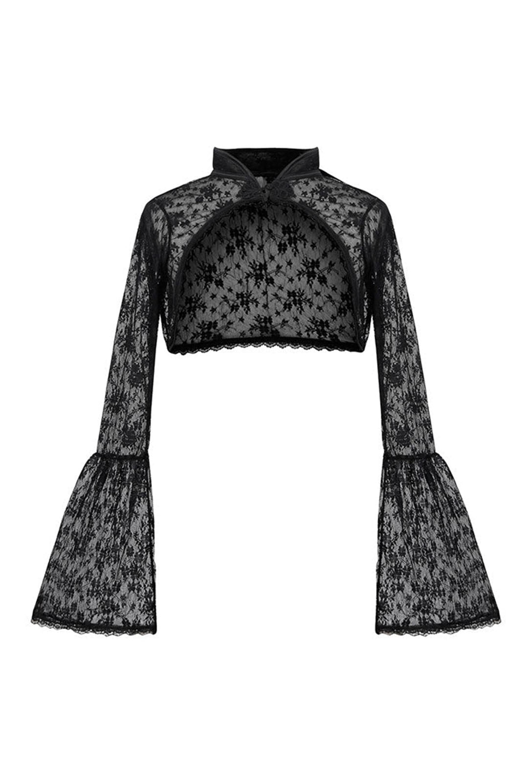 Victorian Black Lace Bell-Sleeve Shrug
