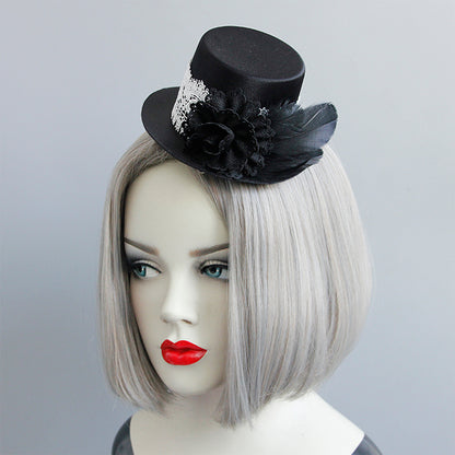 Black Satin and Lace Mini Top Hat