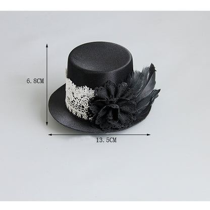 Black Satin and Lace Mini Top Hat