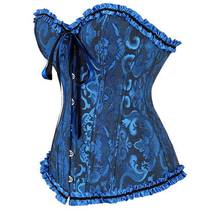 Classic Dark Blue Busk Closure Corset