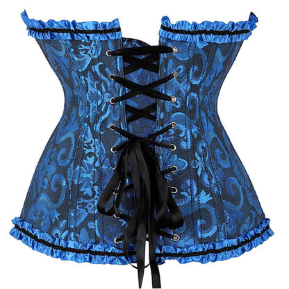 Classic Dark Blue Busk Closure Corset