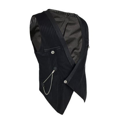 Men's Black Pinstripe Waistcoat