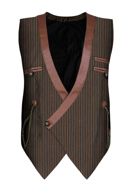 Men's Brown Pinstripe Steampunk Waistcoat