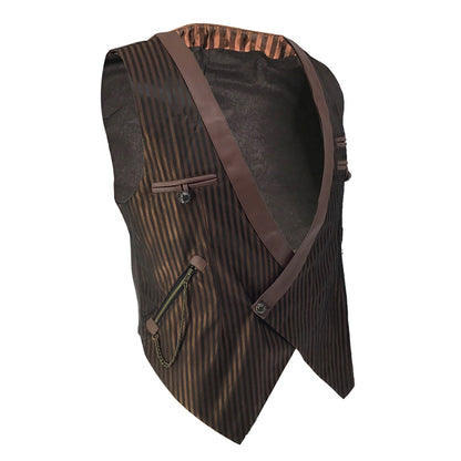 Men's Brown Pinstripe Steampunk Waistcoat