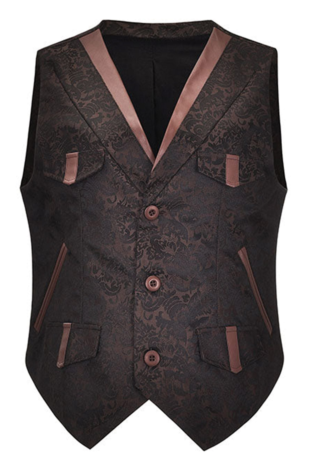 Men's Brown Jacquard Victorian Waistcoat