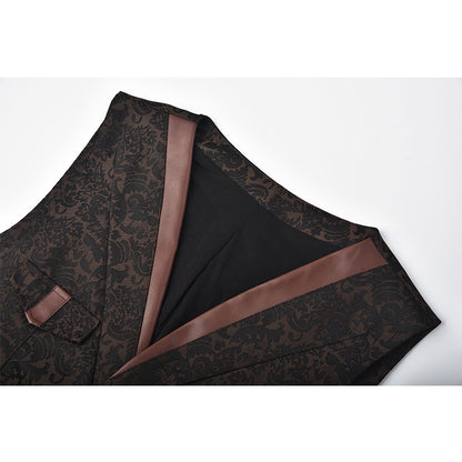 Men's Brown Jacquard Victorian Waistcoat