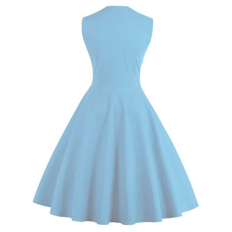 Light Blue Polka Dot 1950's Swing Dress