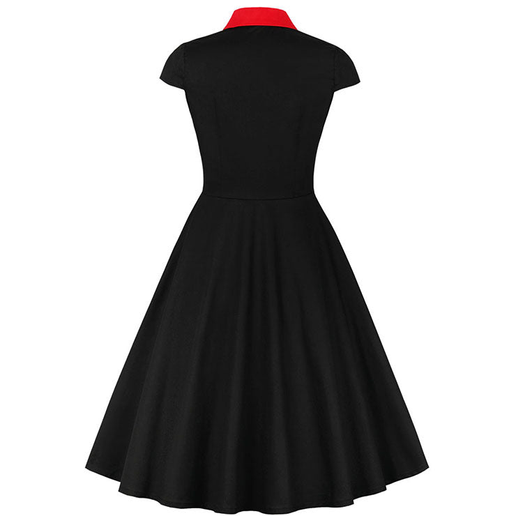 50's Styled Black and Red Swing Dress