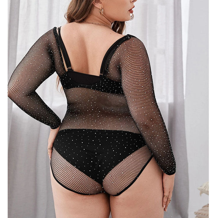 Plus size fishnet on sale bodysuit