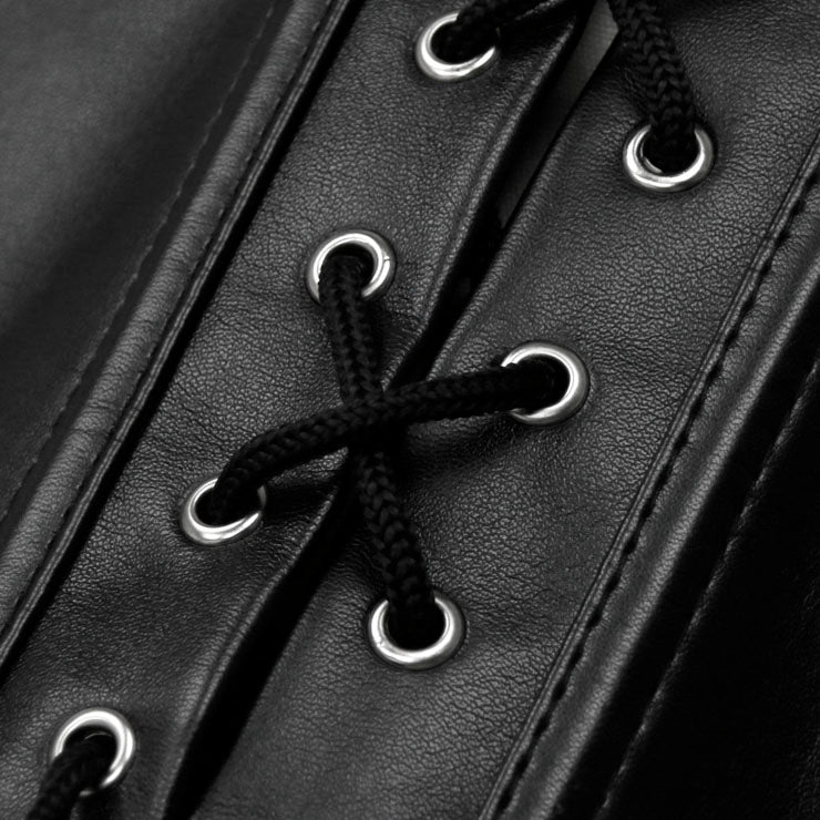 Black Vinyl Overbust Corset Vest with Straps
