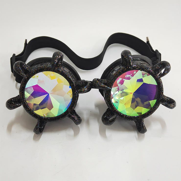 Black Kaleidoscope Goggles with Curved Spikes