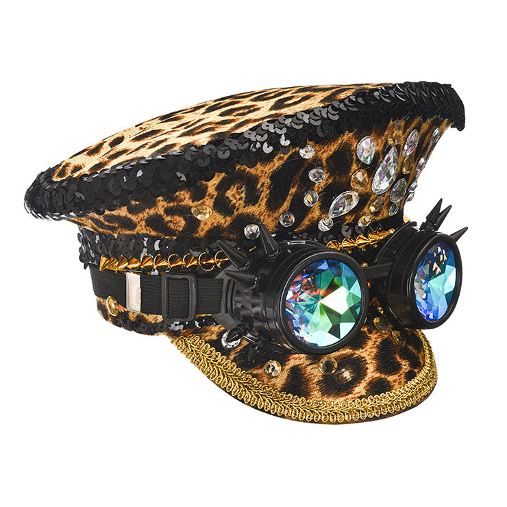 Leopard Print Rhinestone Hat with Spiked Goggles Perth | Hurly Burly ...