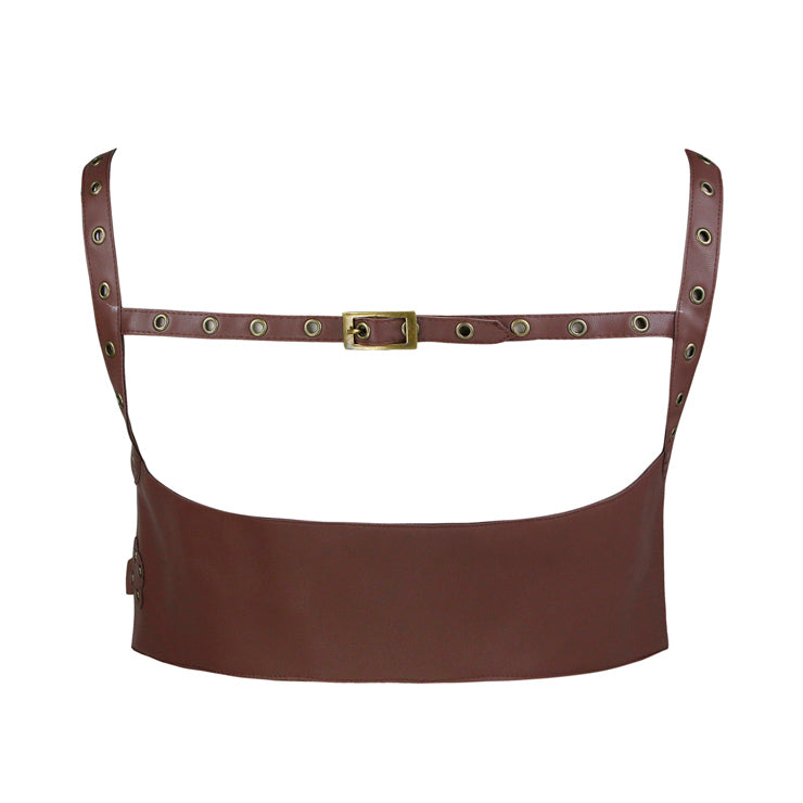 Brown Steampunk Pleather Underbust Harness