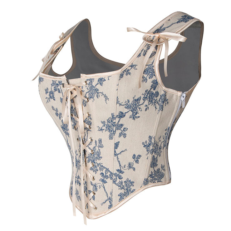 Cream and Blue Floral Corset Vest – Hurly-Burly