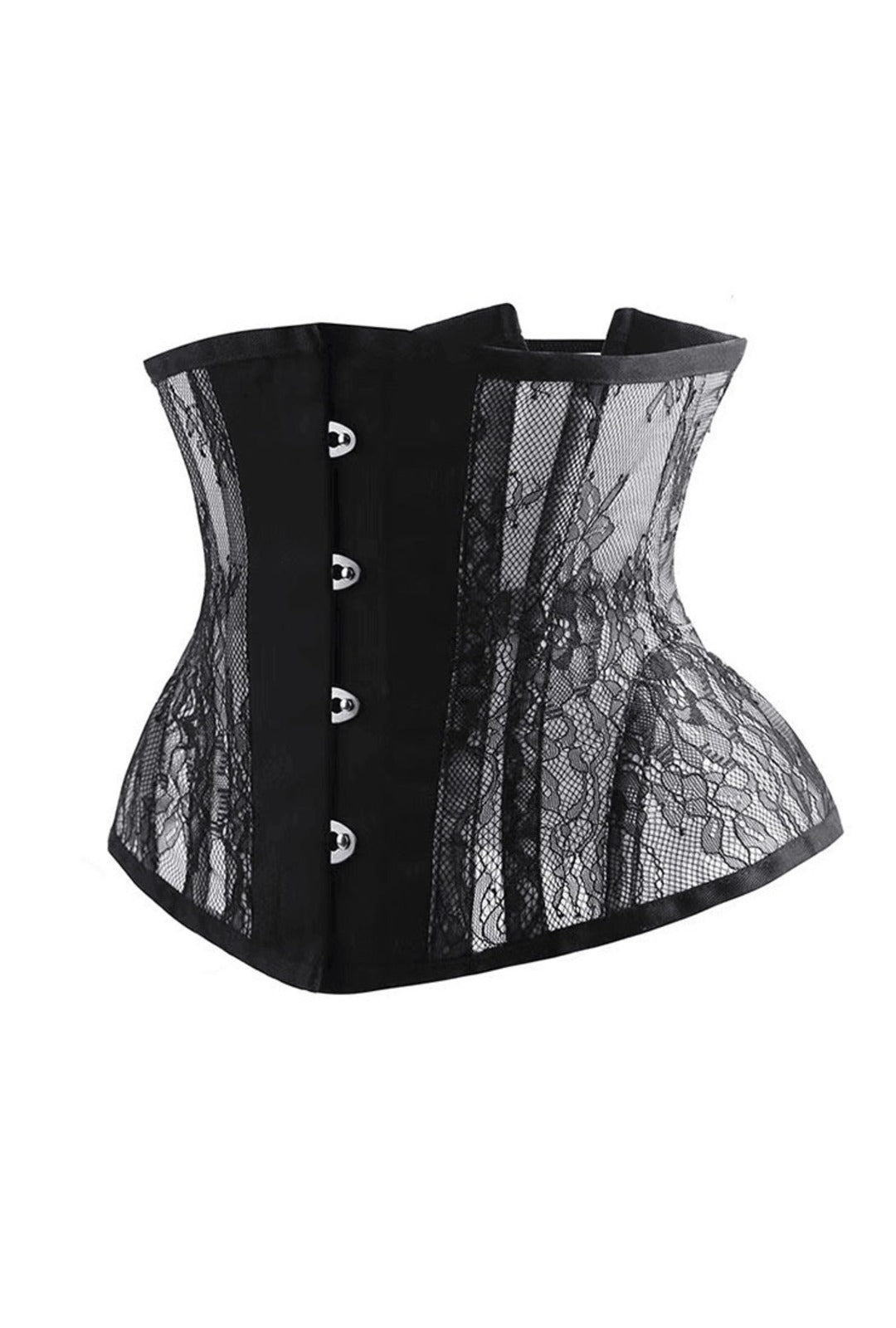 Black Steel-Boned Lace Underbust Corset