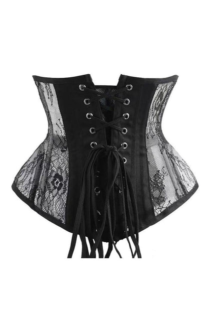 Black Steel-Boned Lace Underbust Corset