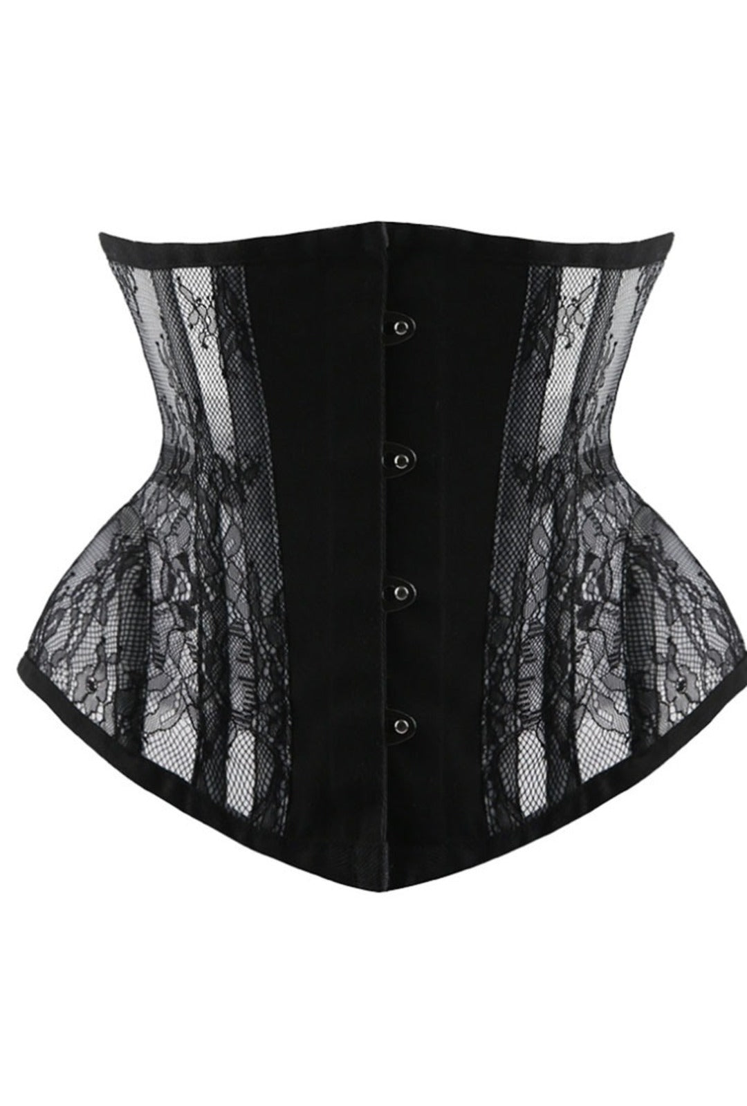 Black Steel-Boned Lace Underbust Corset