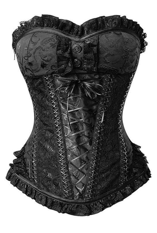 Steampunk Corset Women's Spiral Steel Boned Goth Retro Overbust Bustier  Black Leather Straps Corset With Front Buckle Full Breast Leather Corset -   Australia