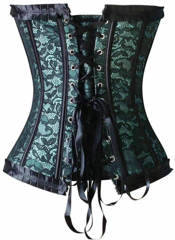 Green Lace Overlay Overbust Corset