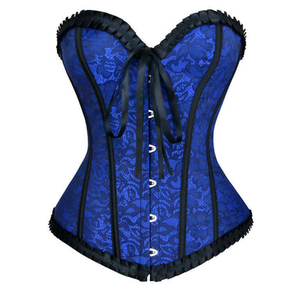 Blue Lace Overlay Overbust Corset