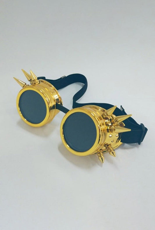 Gold Steampunk Goggles With Spikes