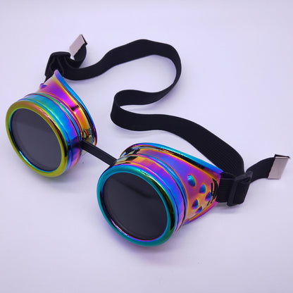 Rainbow Gradient Steampunk Rave Goggles
