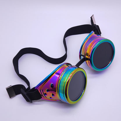 Rainbow Gradient Steampunk Rave Goggles