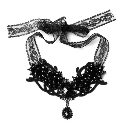 Black Victorian Gem Necklace (E)