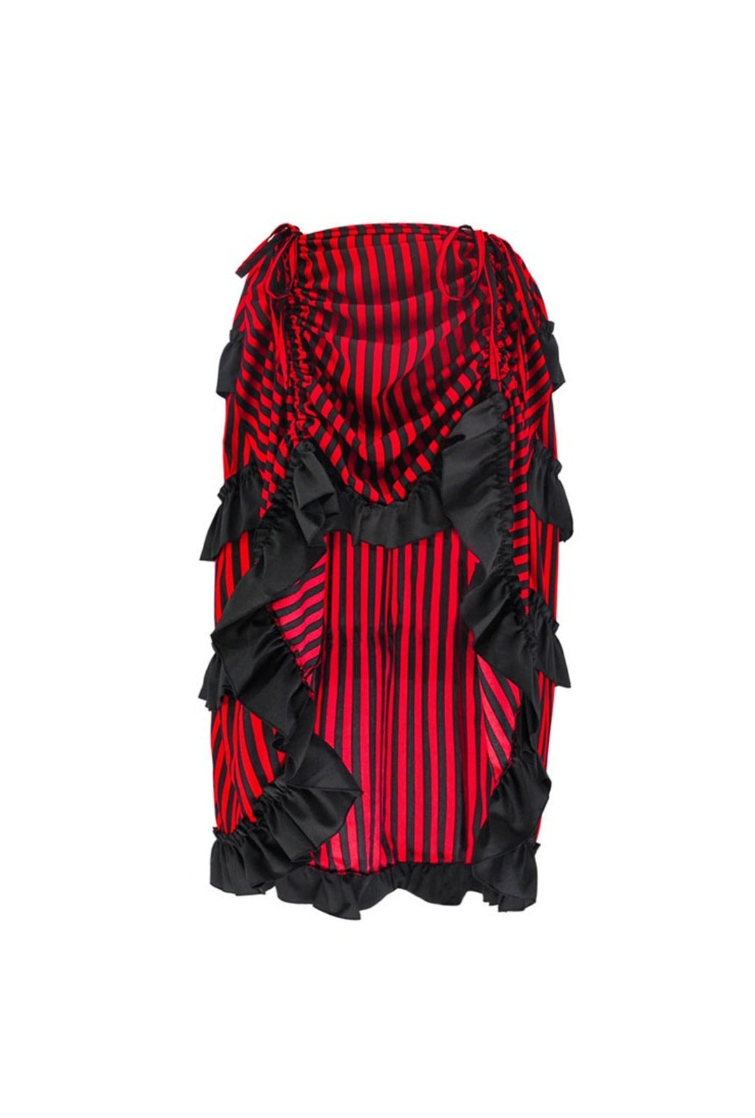Red Stripe High-Low Steampunk Skirt