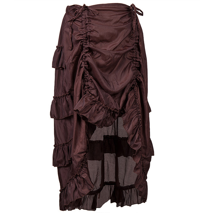Brown High-Low Steampunk Skirt