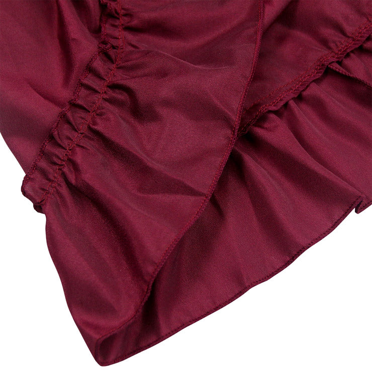 Wine Red High-Low Steampunk Skirt