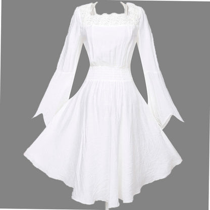 White Renaissance Bell Sleeve Dress