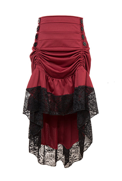 Red & Black Lace Steampunk Skirt