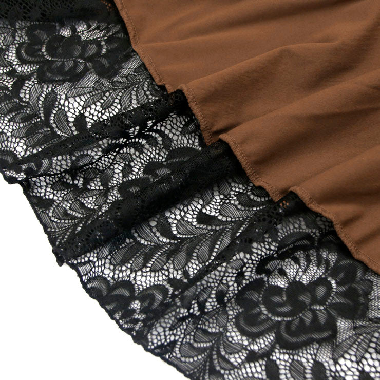 Brown & Black Lace Steampunk Skirt