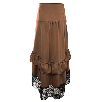 Brown & Black Lace Steampunk Skirt