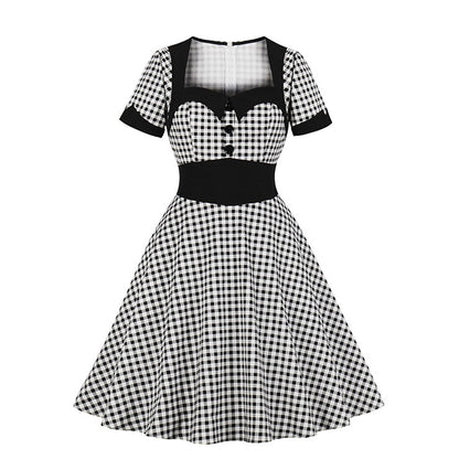 Vintage Black and White Check Dress