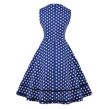 Royal Blue Retro Polka Dot Dress