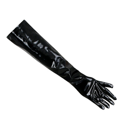 Extra Long Black Wet Look Gloves