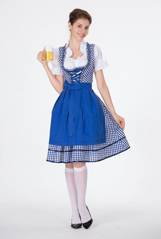 Blue and White Checked Dirndl OCW109