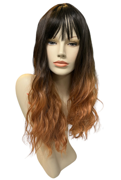 Deluxe Long Dark Brown Ombre Loose Wave Wig