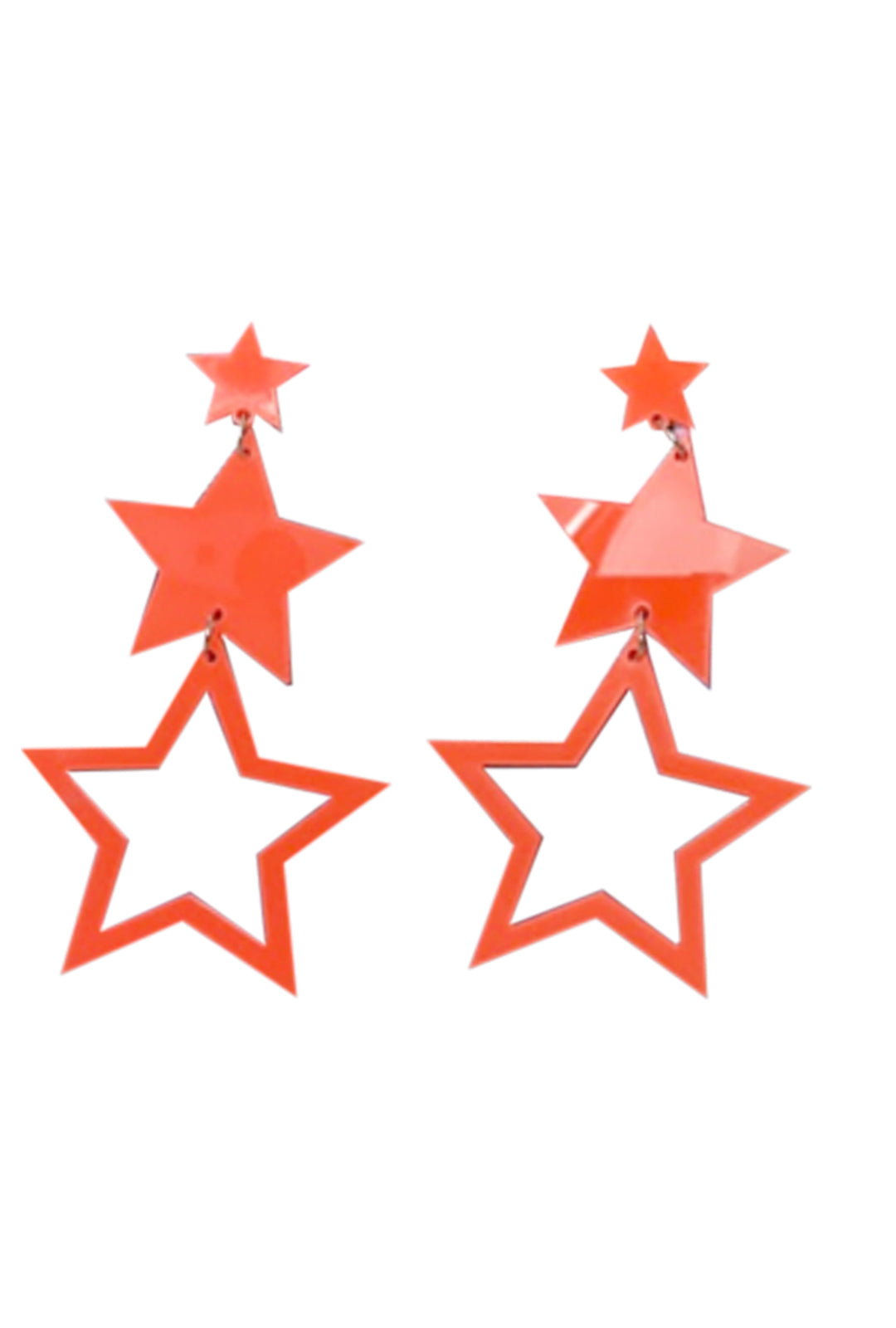 Neon Orange Star Earrings