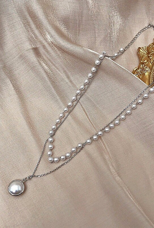 Layered Pearl Pendant Necklace