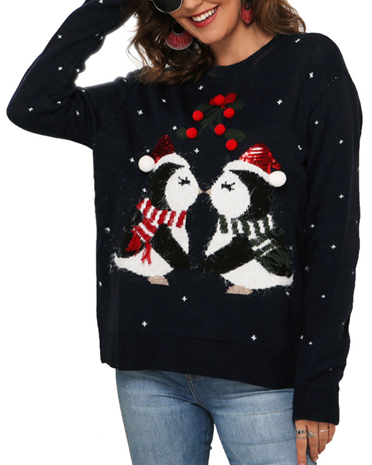 Deluxe Mistletoe Penguins Sweater