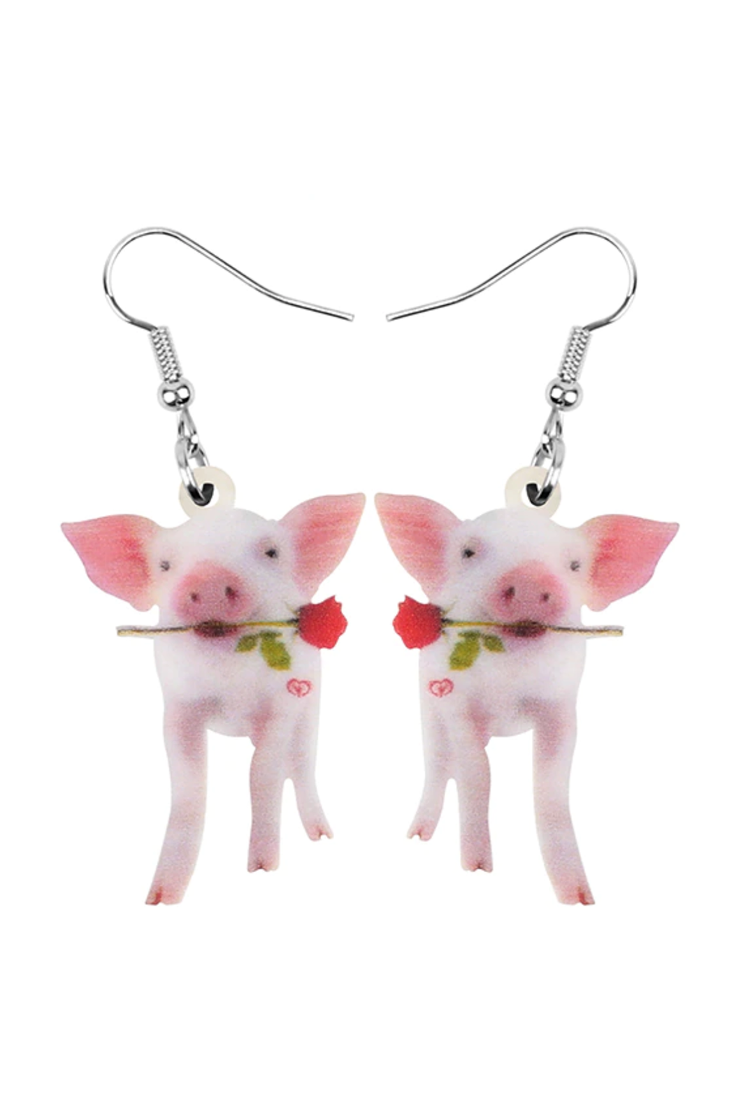 Pig with Rose Earrings