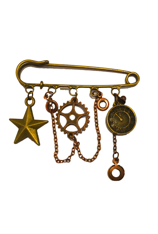 Steampunk Cogs and Aerial Pin