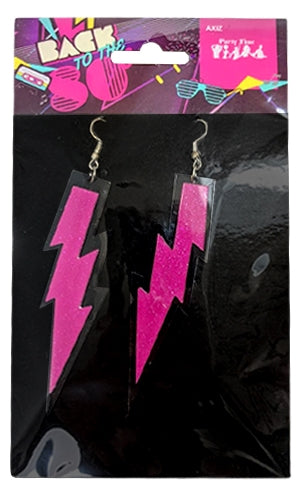 Pink Glitter Neon Lightning Bolt Earrings